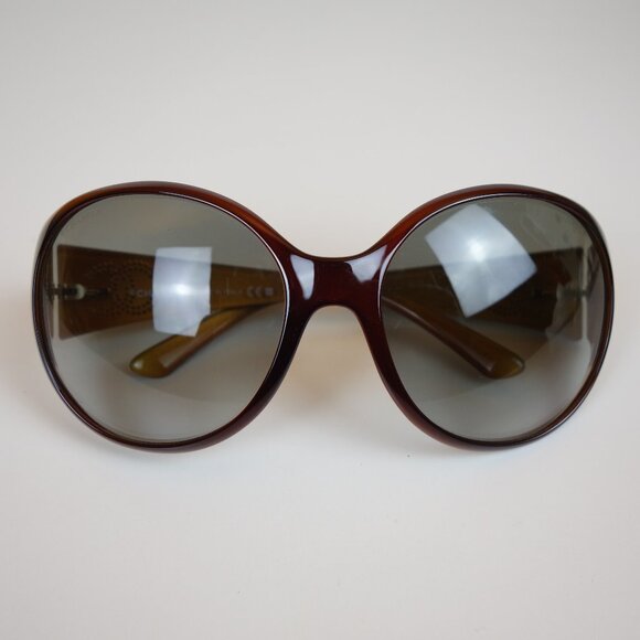 Chanel Oversized Round Rim 6013 B Sunglasses w/ Double Row Crystal CC Logo Arms - Picture 1 of 16